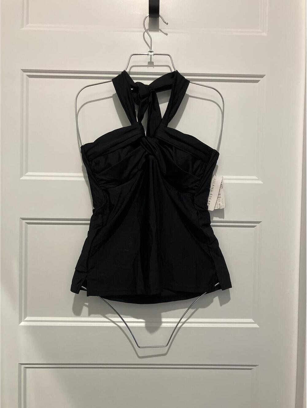 NWT Island Escape Lux Bandini Black Halter Swim Top Size 8